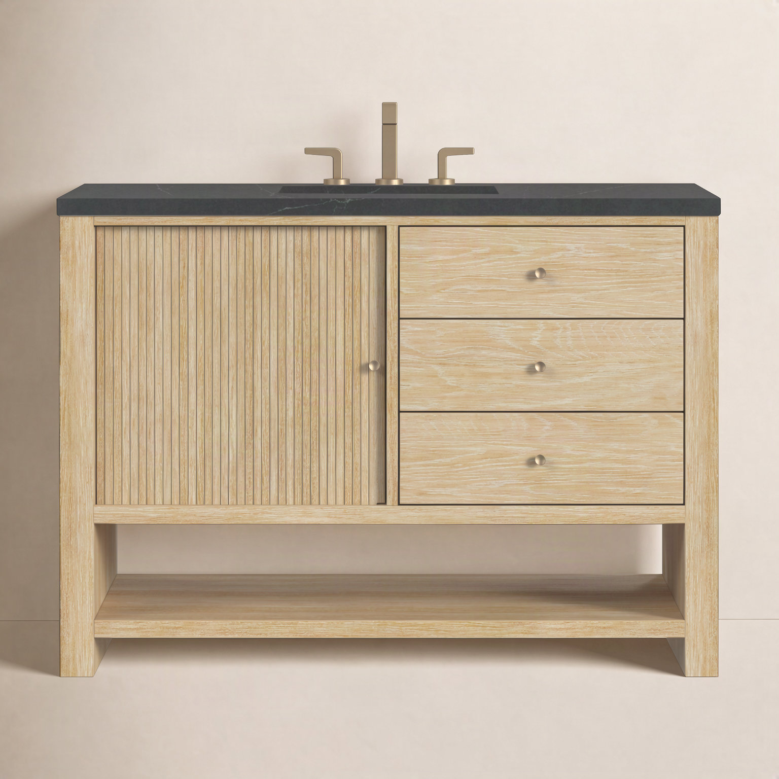 Marigot 48'' Single Bathroom Vanity, Charcoal Soapstone, 8" Widespread