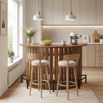 39.4" Bar Table, 4-Tier Arc-Shaped Wine Bar Cabinet with Footrest for Home Pub
