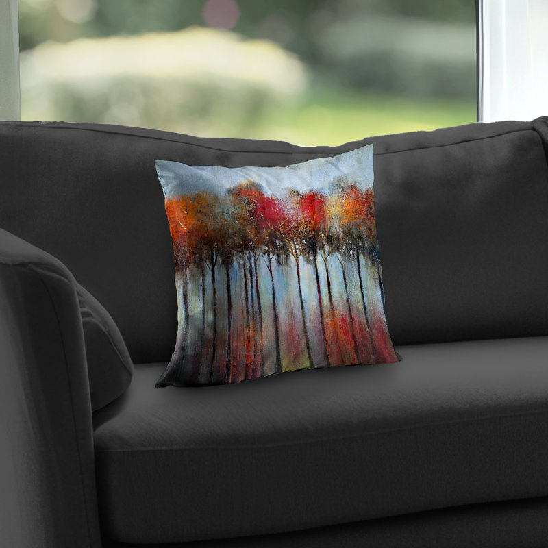 Abstract and Colorful Forest - Contemporary Trees Throw Pillow