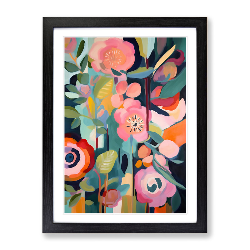 Modern Flowers Orphism Vol.10 - Picture Frame Print, Black, 46cm H x 34cm W x 2cm D