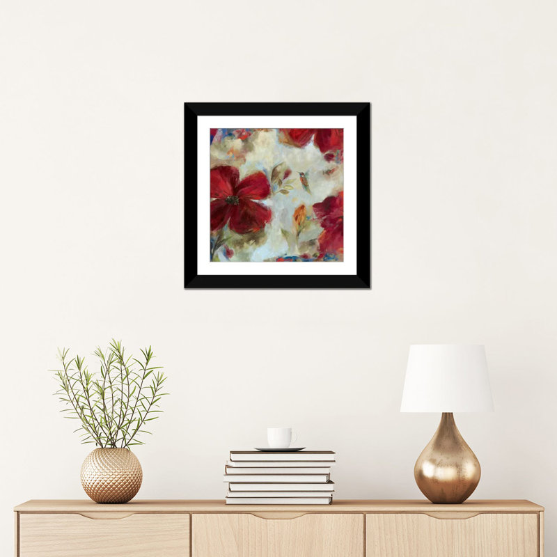 «Hummingbird II», impression sur toile, H 16 po x l 16 po x P 1 po, Papier beaux-arts encadré noir, Blanc