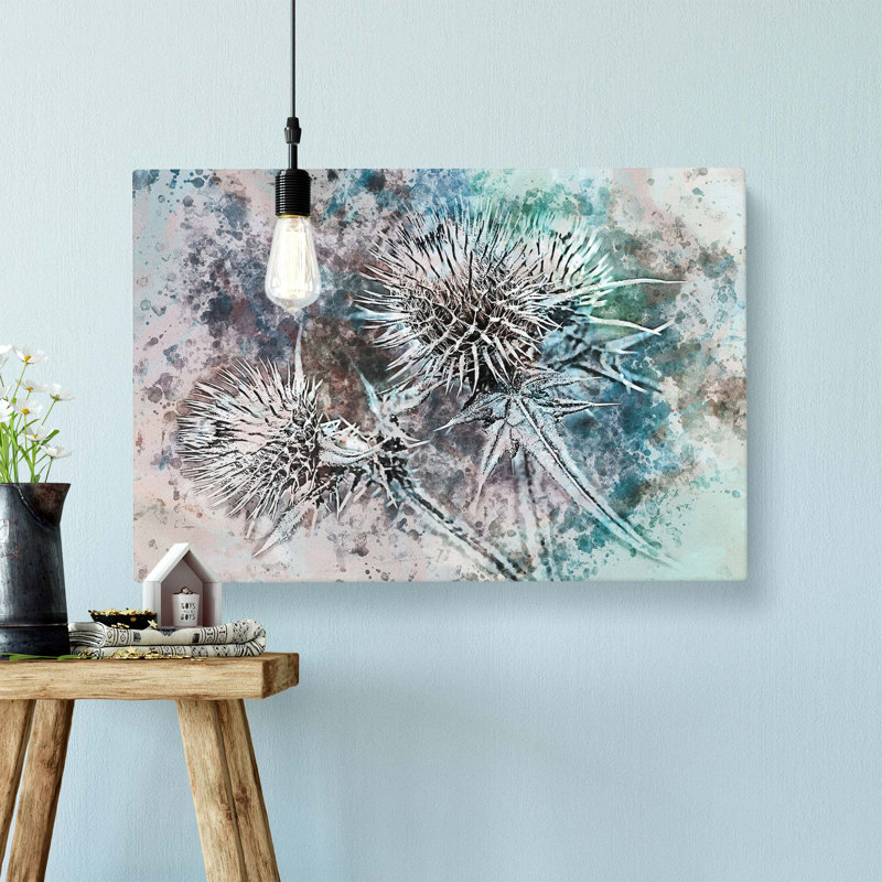 Thistle Flower in Abstract - Wrapped Canvas, 35 cm H x 50 cm W