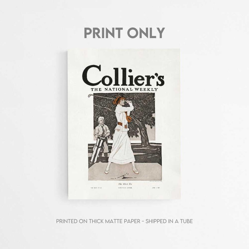 «The First Tee» de Collier, reproduction d'art vintage de golf - Illustration de la couverture de 1913, H 10 po x l 8 po