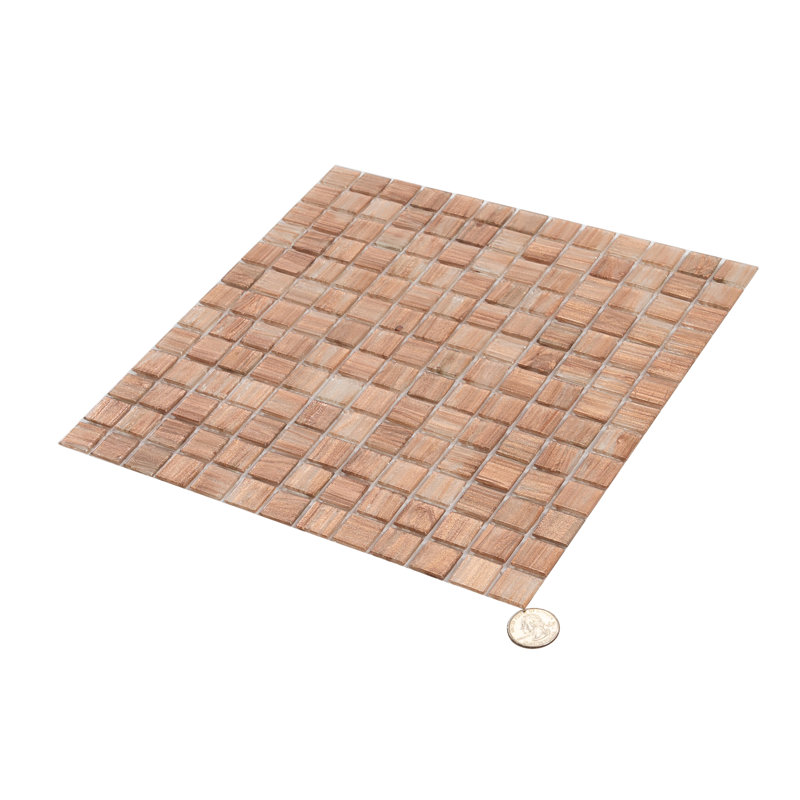 Celestial 0.8" x 0.8" Glass Grid Mosaic Wall & Floor Tile, Copper Brown