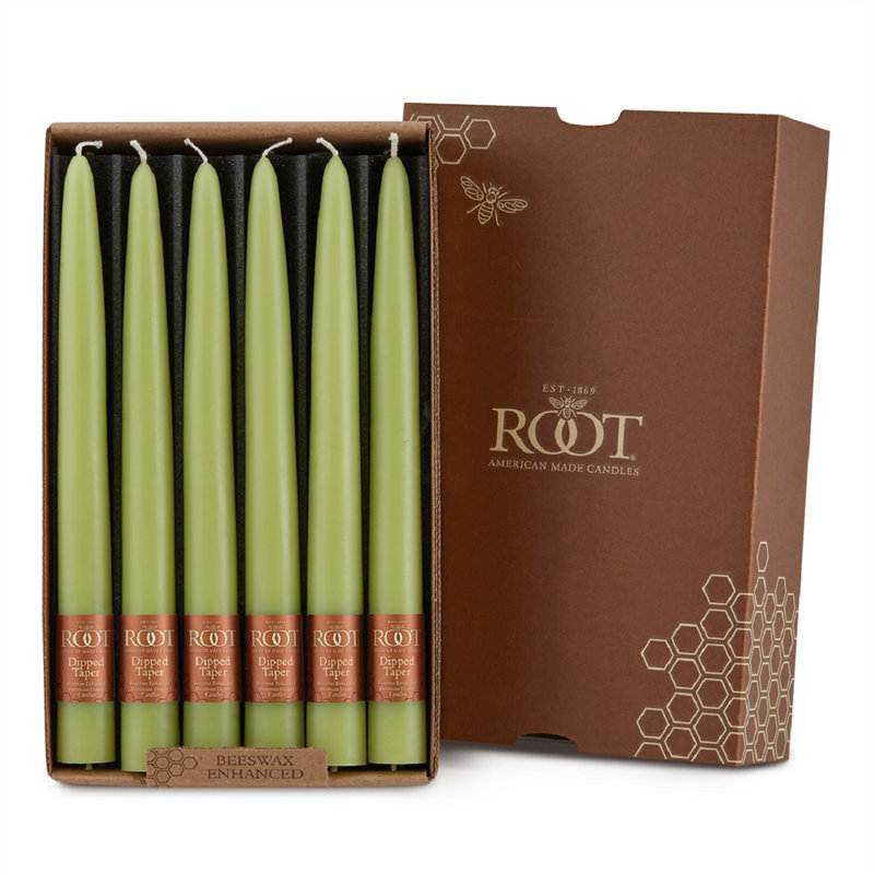 12 Piece Unscented Taper Candle Set, Willow, 9" H x 0.88" W x 0.88" D