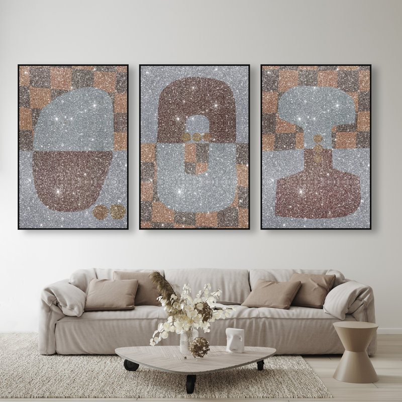 Checkered Dominos Set Set by Oliver Gal, 55" H x 37" W, Black Floater Frame
