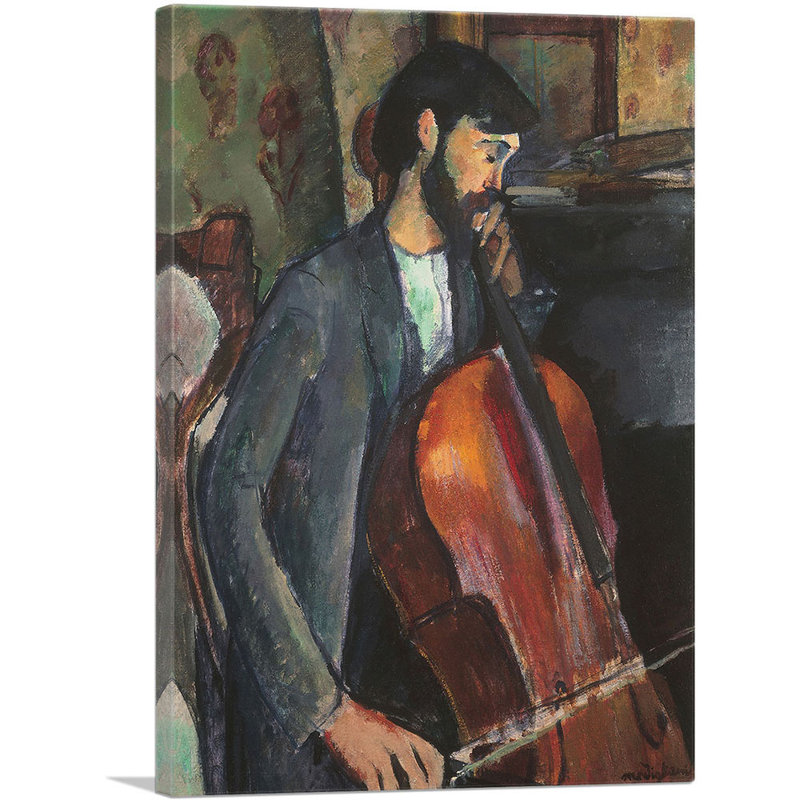 «The Cellist 1909» par Amedeo Modigliani, reproduction d'art sur toile tendue, H 18 po x l 12 po x 1,5 po