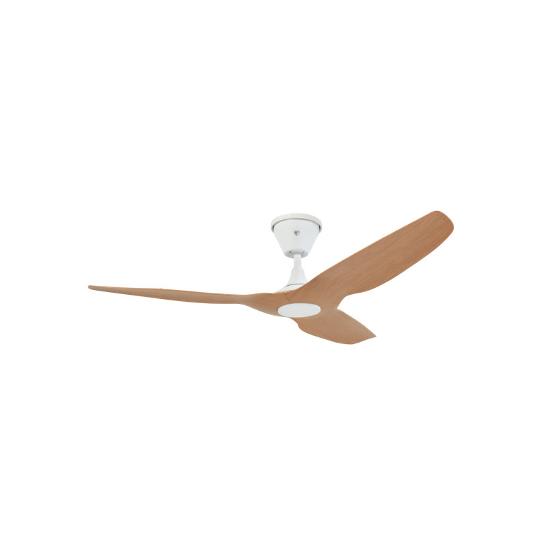 Ventilateur de plafond 52 po Haiku Coastal, 52", Blanc avec pales caramel