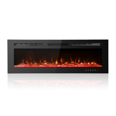50" Black 3-in-1 Electric Fireplace Heater, 12 Color Flame with Breathing Flame