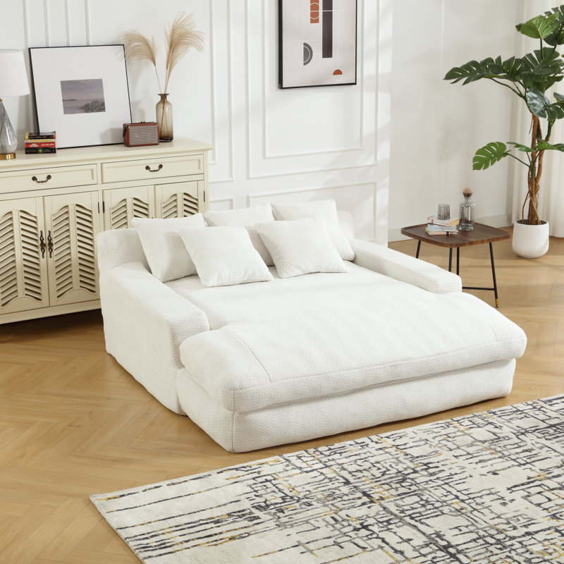 Chaise longue rembourrée Allianna, Beige