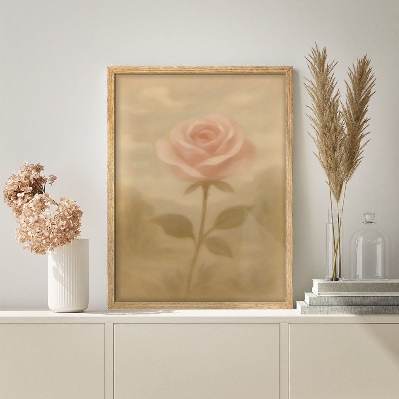«Soft Soft Rose», impression florale élégante pour un décor de salon ou de chambre à coucher romantique, H 16 po x l 12 po