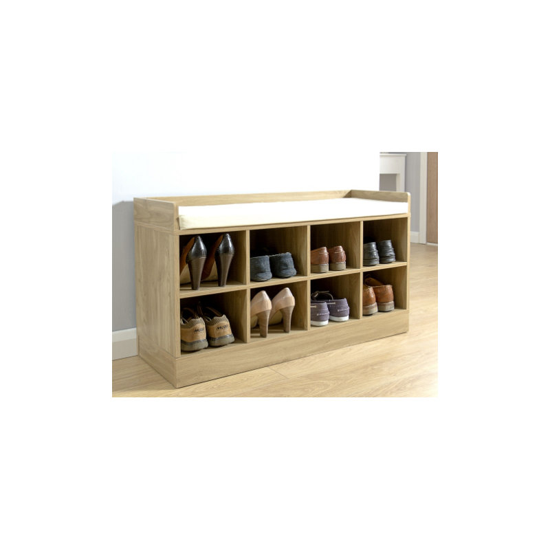 Bertaux Upholstered Storage Bench, Oak