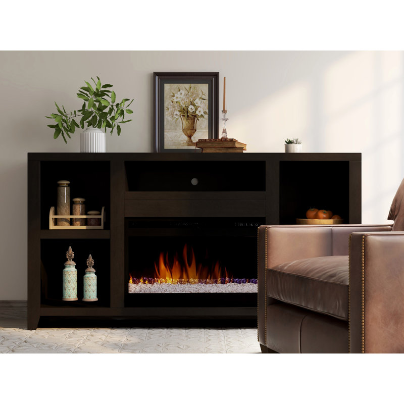 Meuble télé 62 po pour téléviseur de 62 po ou moins, assemblage minimal, Moka