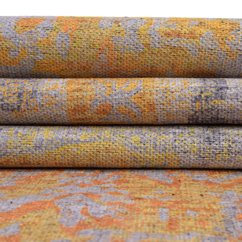Tapis oriental bleu / jaune Hymel, Rectangle 7 pi 10 po x 11 pi