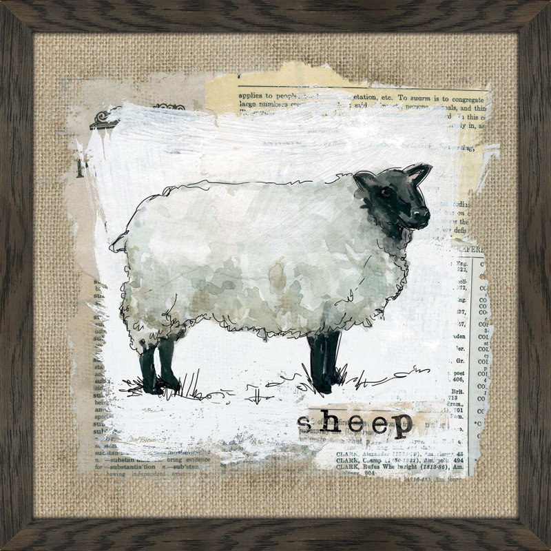 " Burlap Sheep " Mixed Media Print, 27.5" H x 27.5" W x 0.75" D