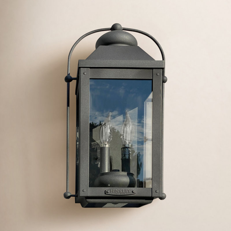 Anchorage Outdoor Wall Mount Carriage Lantern, Aged Zinc, 17.75" H x 9.25" W x 7.75" D