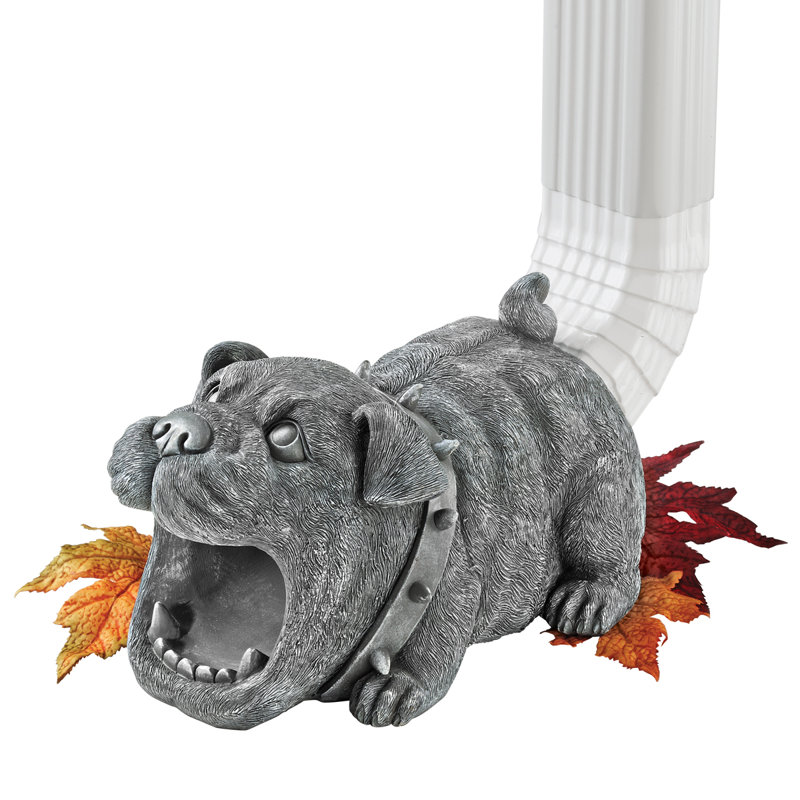 Butch the Bulldog Gutter Guardian Downspout Statue