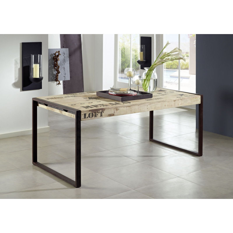 Factory Solid Wood Top Metal Base Dining Table, H76 x L240 x W100cm
