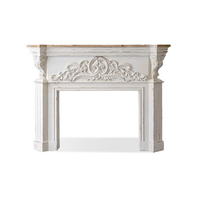 White Manufactured Wood Freestanding Fireplace