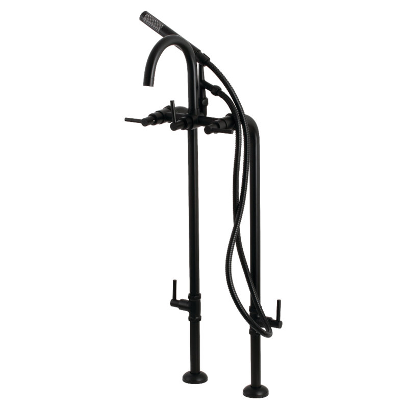Kingston Brass Concord Freestanding Tub Faucet with Supply Line and Stop Valve, Matte Black