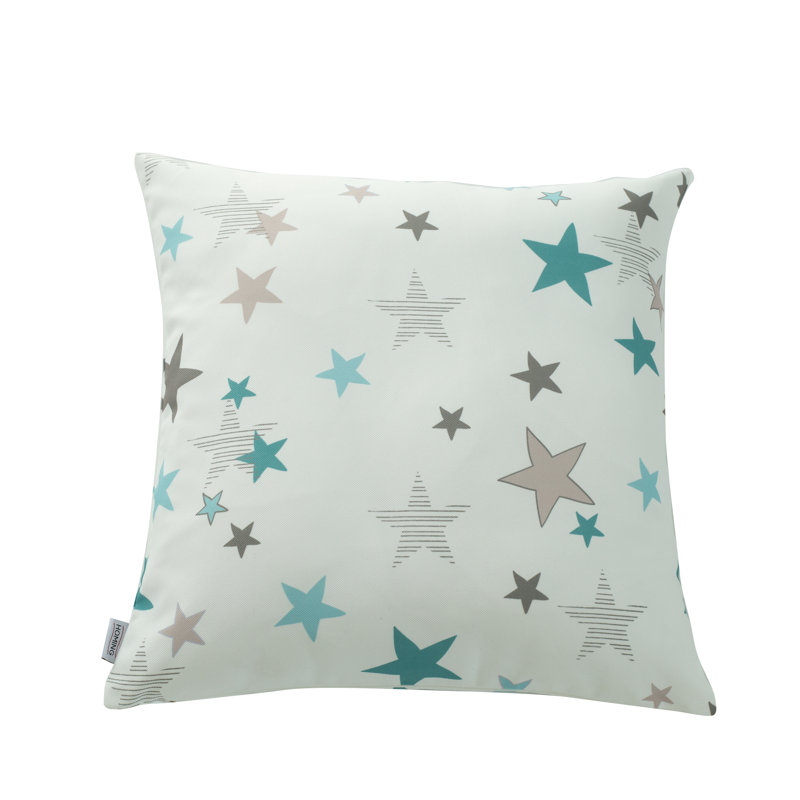 Stars Geometric Square Cushion, Blue/Grey/Ivory