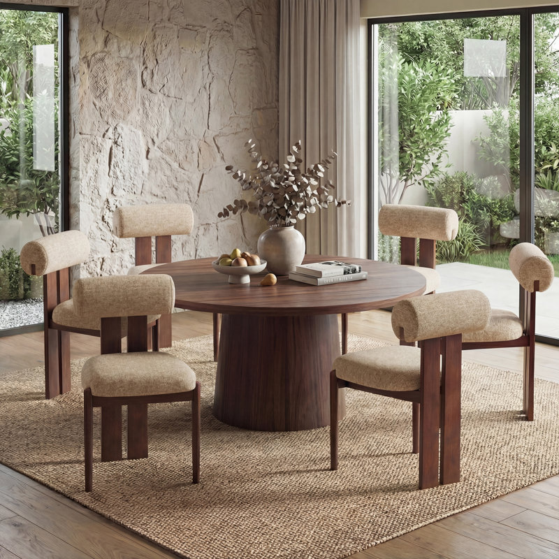 48 cm H Fabric Side Chair, 6, Camel, Walnut