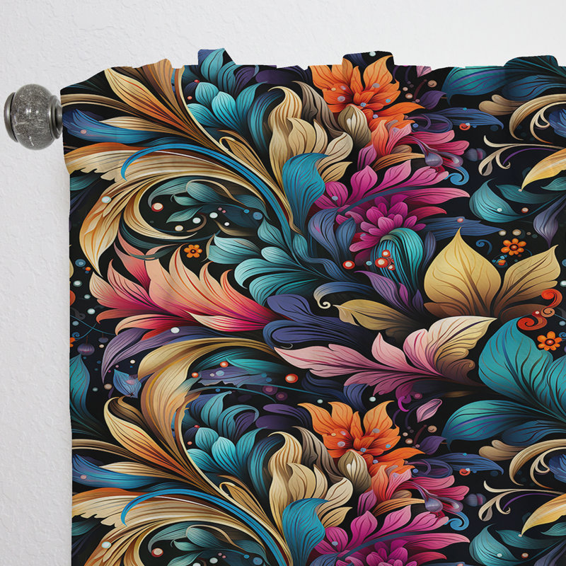 Motif cachemire bohémien Rhapsody XIII - Rideau floral - Rideau floral obscurcissant - 1 panneau, L 52 po x L 90 po