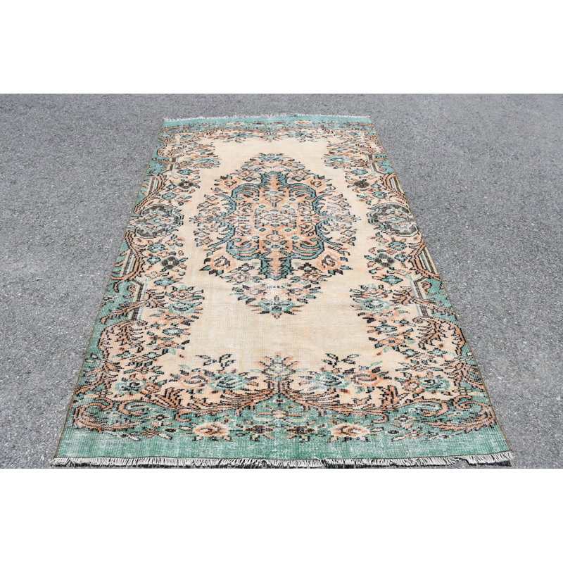 Tapis turc beige / beige fait à la main