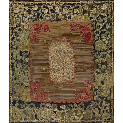 Antique American Usa Floral Medallion Wool Hand Knotted Pile 1880s Rug