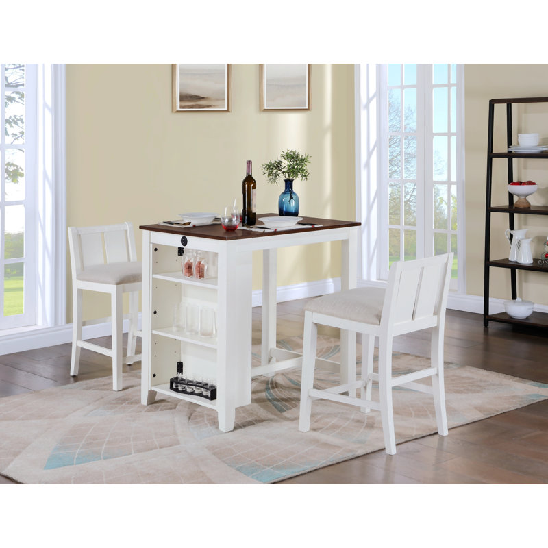 Latoyo 2 - Person Four Leg Dining Set, Brown, White, White