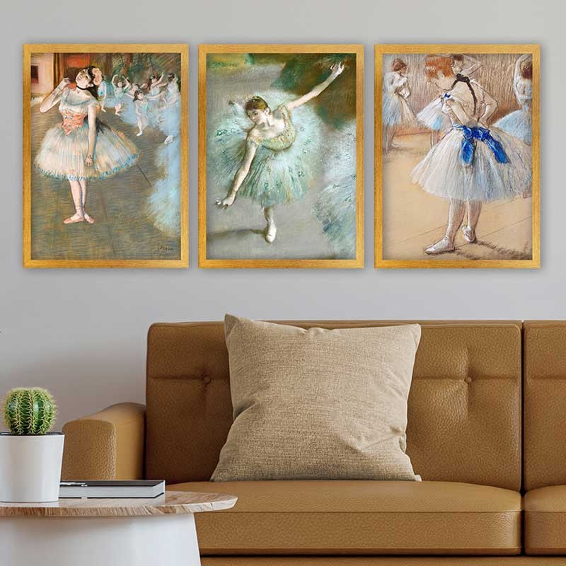 Ensemble de 3 peintures élégantes encadrées décoratives, 13,8 x 17,7 pouces chacune | 100% bois avec cadre 100% polystyrène (épaisseur: 0,8 pouce) | Impression numérique UV, parfaite pour le salon et la décoration intérieure