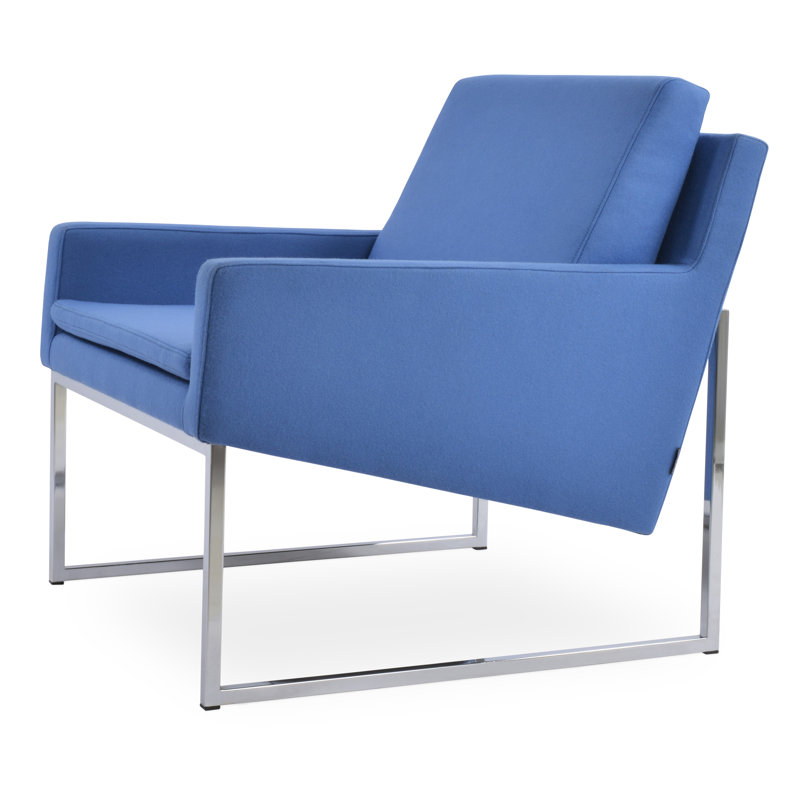 Nova Metal Armchair in Wool, Skyblue Wool