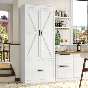 Halifax North America 72 Kitchen Pantry Cabinet Freestanding Pantry with 4 Doors and 3 Adjustable Shelves | Mathis Home