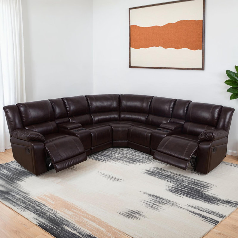 Khalil Faux Leather Reclining L-Shaped Sectional Symmetrical