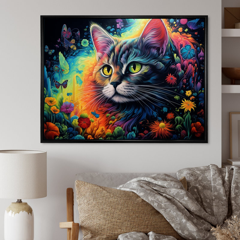 Portrait d'un beau chat gracieux - impression, Cadre flottant noir, H 30 po x l 40 po x P 1,5 po