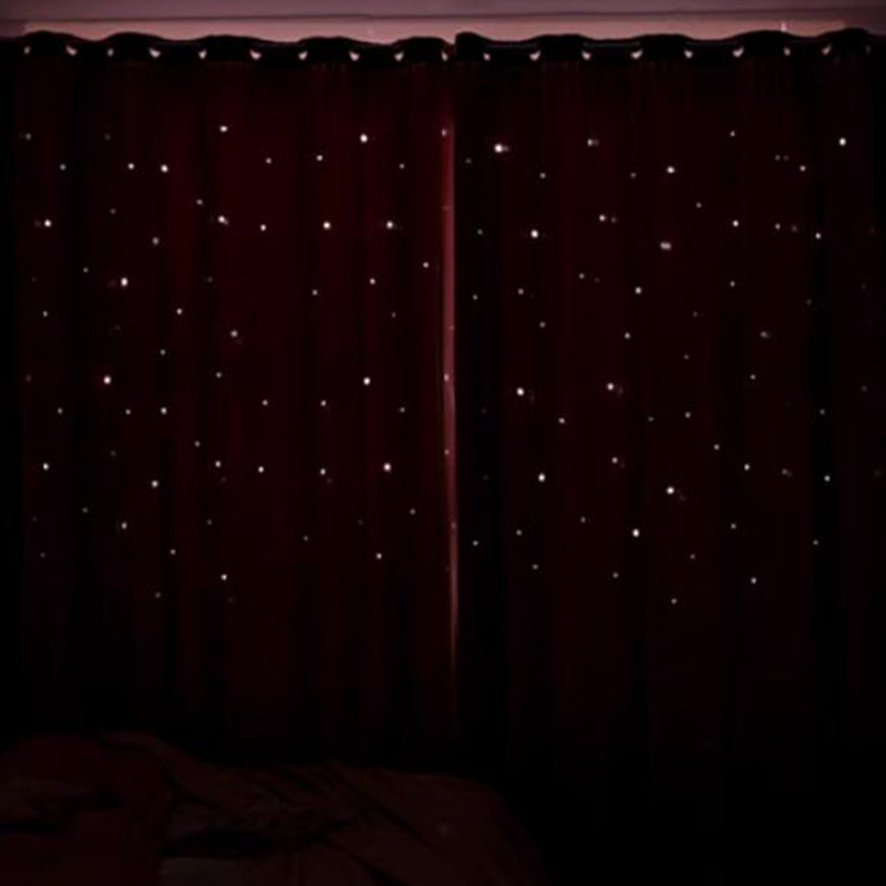 2 Panels  Romantic Stars Hollow Out Bedroom Curtains Set, Stars Window Curtains Double Layer Blackouts Curtains, Gift For Valentine's Day