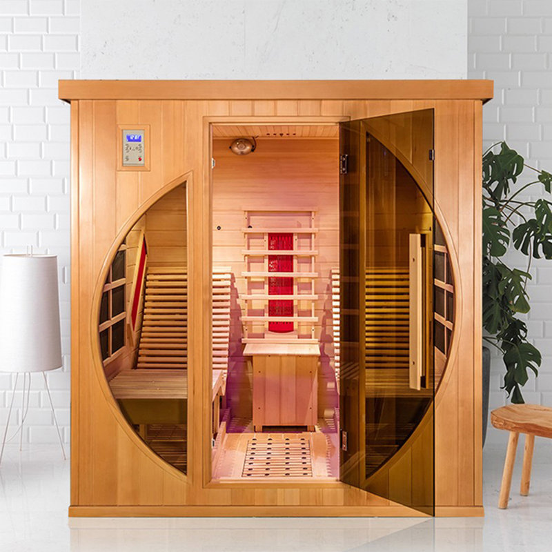 2 Person Far Infrared Red Cedar Wooden Indoor Sauna Room With Recliner