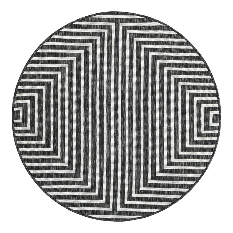 Geometric Indoor / Outdoor Rug, Round 4'1"
