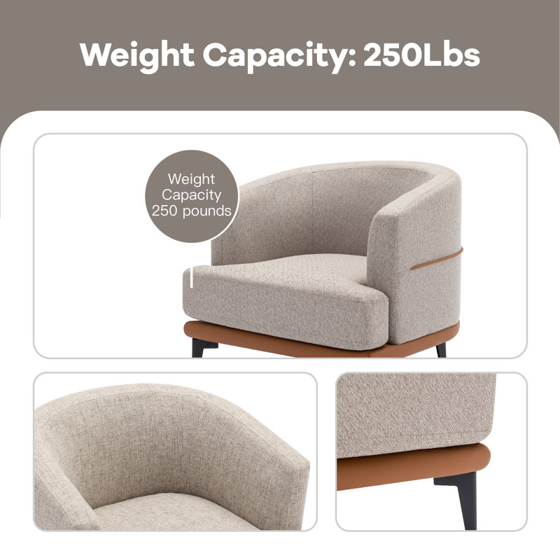 Kherington Upholstered Barrel Chair, Orange Faux Leather
