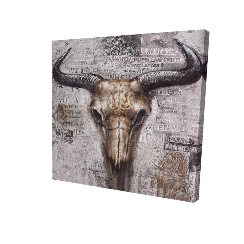 Bull Skull Typography Canvas | Industrial Bedroom Decor