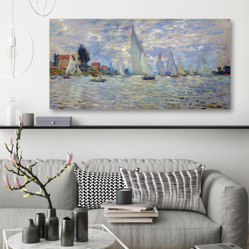 Les Barques Régates À Argenteuil by Claude Monet - Wrapped Canvas Print, 50cm H x 100cm W x 4cm D