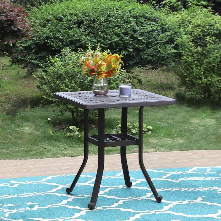 Angelleigh Rectangular Powder Coated Aluminum Outdoor Bistro Table