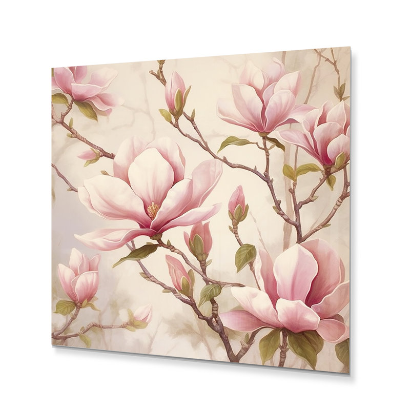 " Pink Green Magnolias Elegance Landscape ", 36" H x 36" W x 1" D