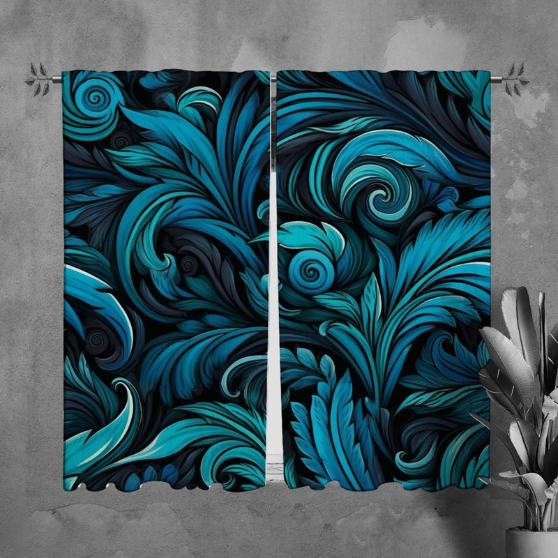Rideaux Acanthus rideaux noir méditerranéen, L 40 po x L 82 po
