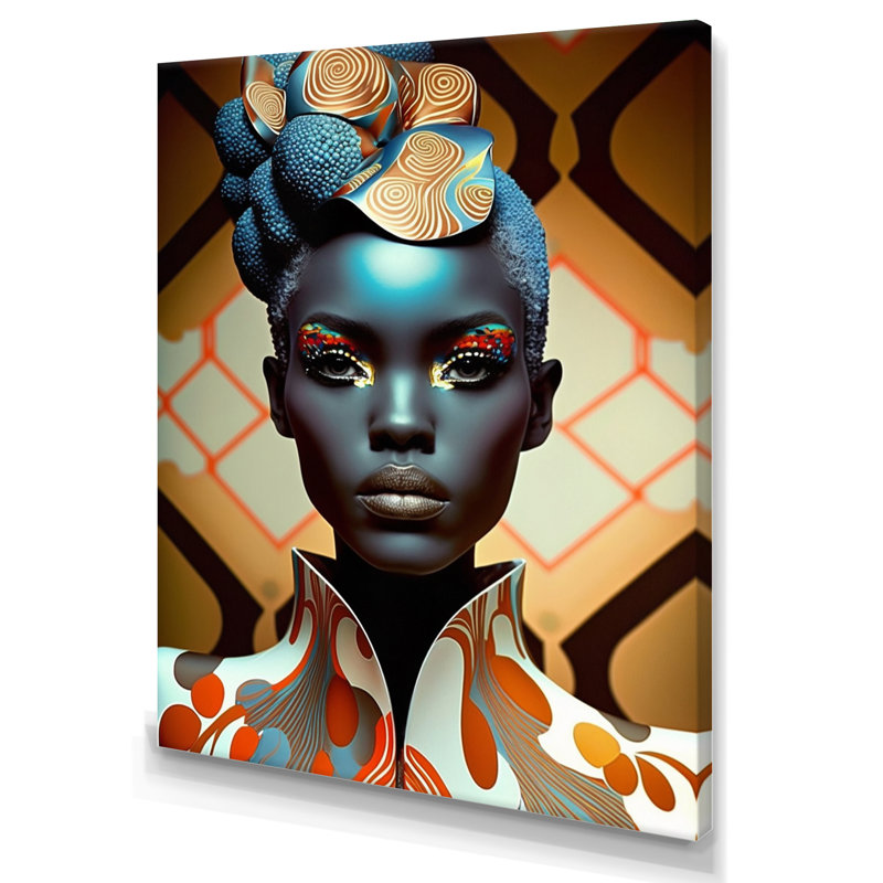 Avant-garde élégante femme africaine IV - imprimé, H 20 po x l 12 po x P 1 po, Toile tendue