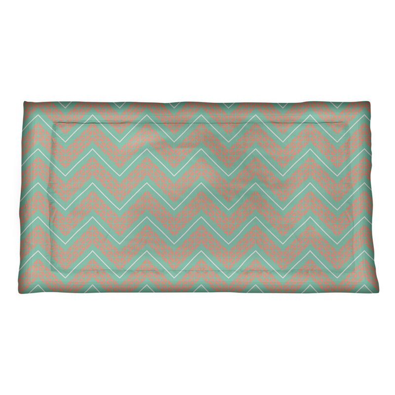 Taie décorative à chevrons Rhonda Cheval, Très grand, Polyester, Vert / Orange