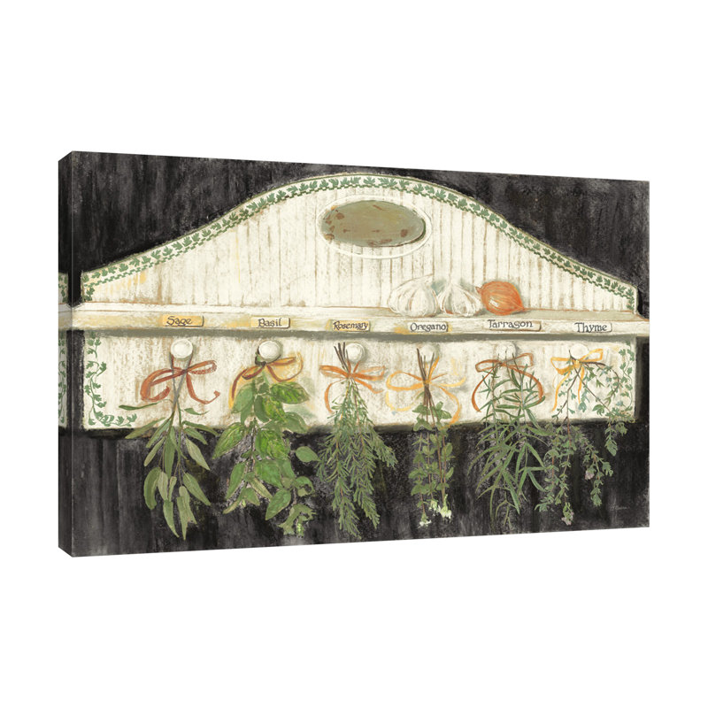 Toile tendue avec châssis Herbs On Pegs par Carol Rowan, H 32 po x l 48 po x P 1,5 po