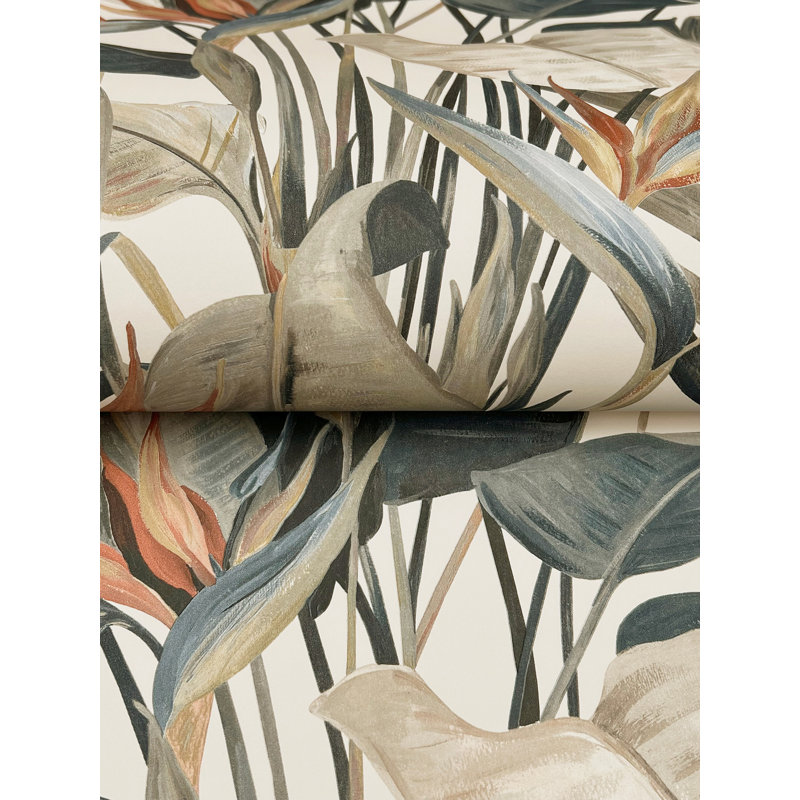 Tropical Coral Cabana Wallpaper, Brown