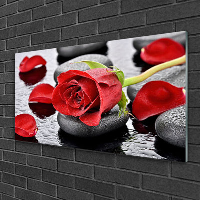 Rose Stones Floral - No Frame Print on Glass
