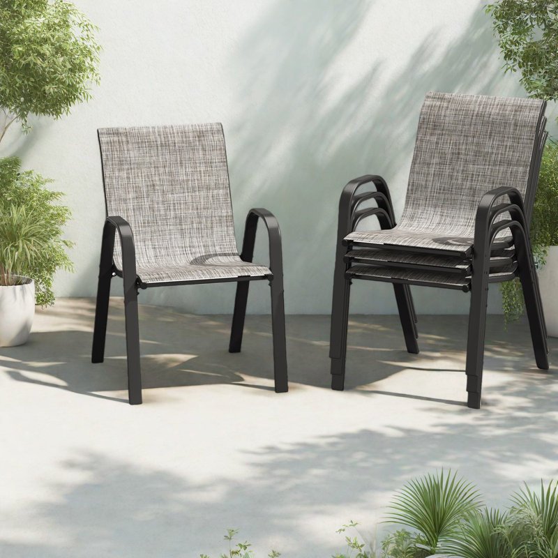 Ensemble de 4 chaises de salle à manger empilables pour terrasse